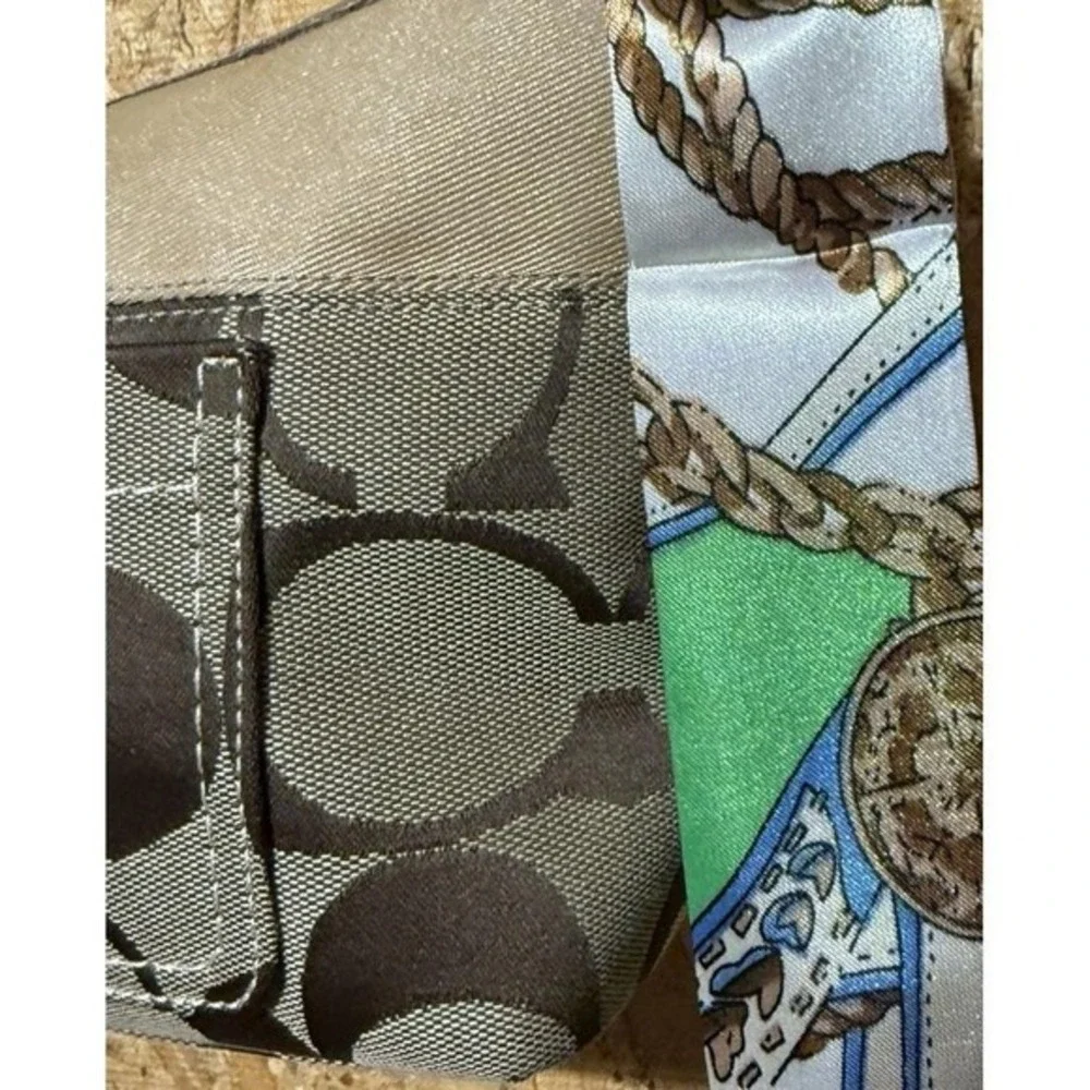COACH Signature C‎ Tan & Brown Canvas Hobo SHOULDER PURSE Mini Clutch